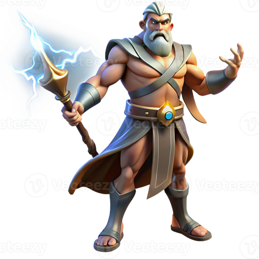 impressive rustic Powerful 3D Render of Mythological God professional png