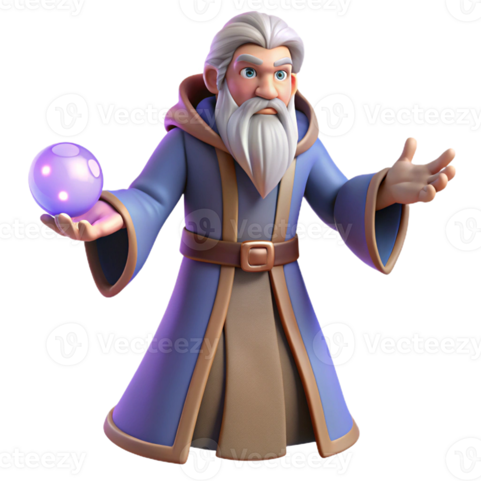 impressive modern Wise Wizard 3D Render detailed png