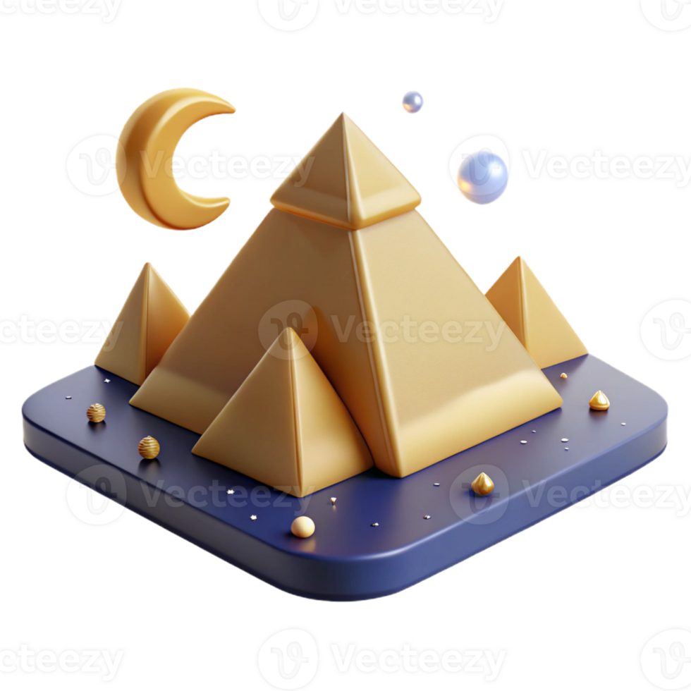 wonderful abstract Golden Pyramids 3D Render 4K png