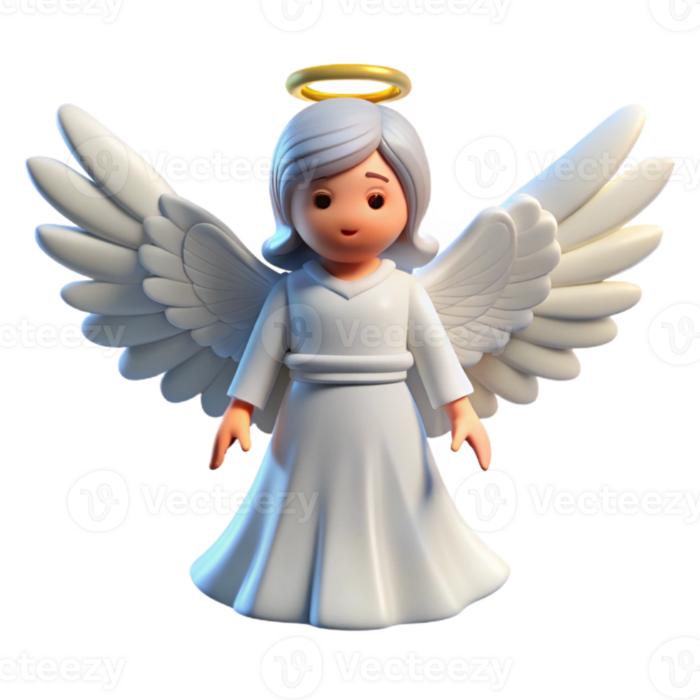 vibrant contemporary 3D Render Cute Angel Illustration detailed png