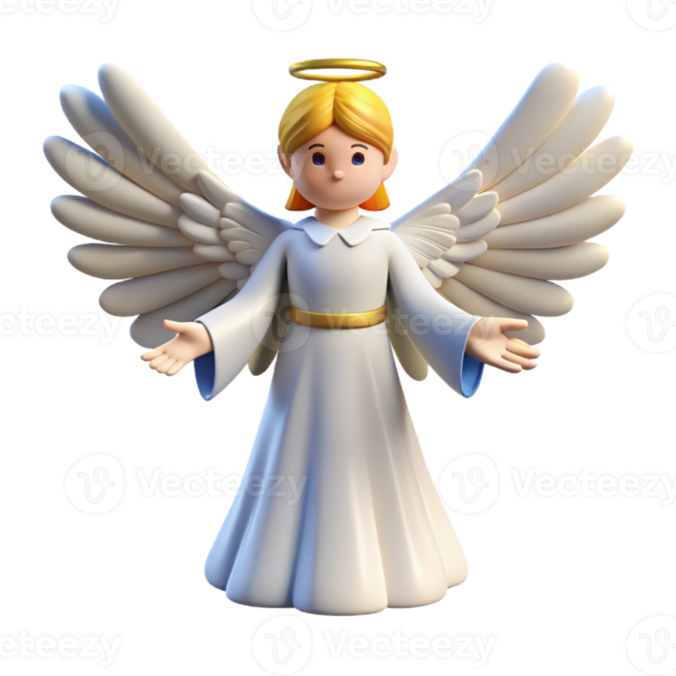 elegant modern 3D Render Angelic Figure Illustration 4K png