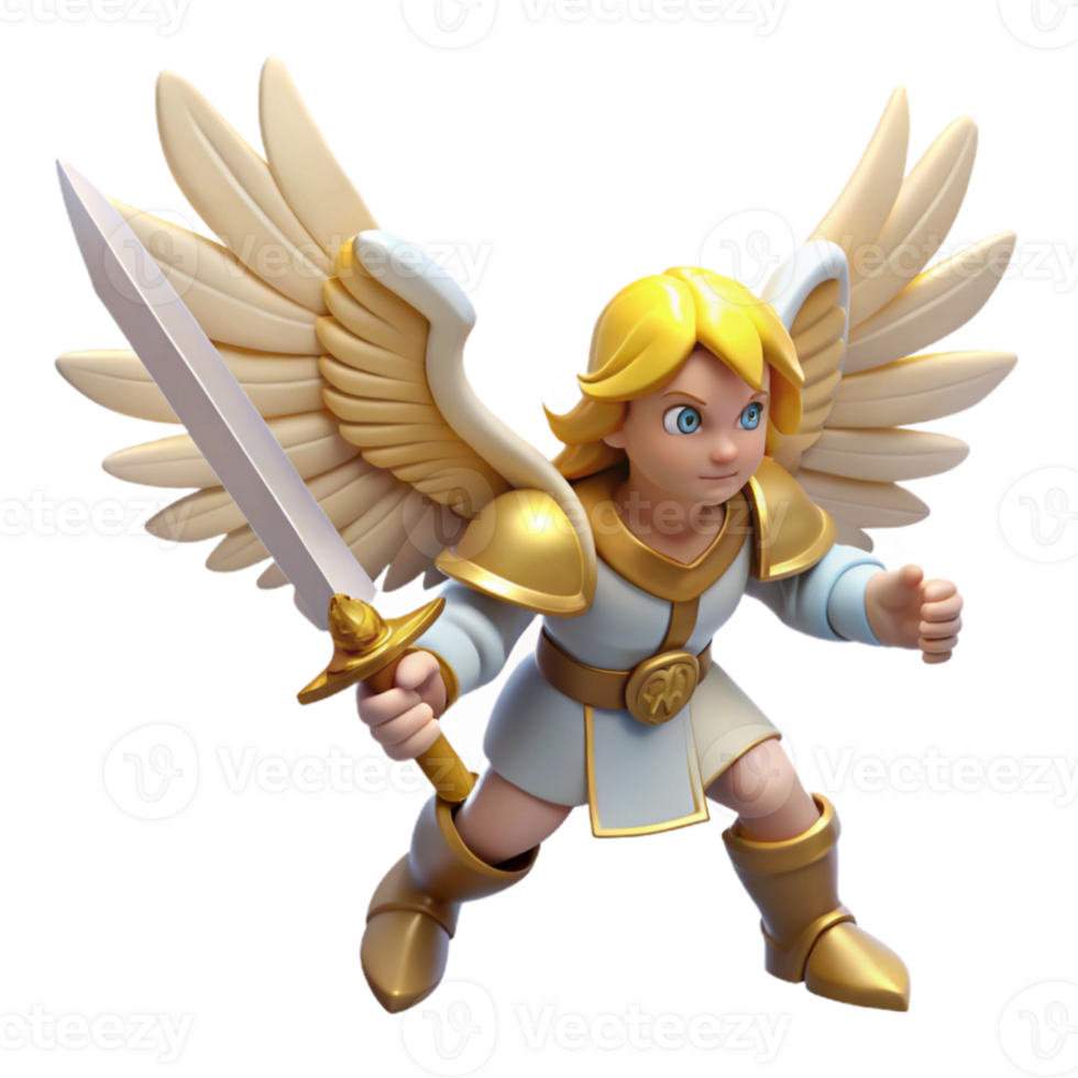 wonderful contemporary Angelic Warrior 3D Render high quality png