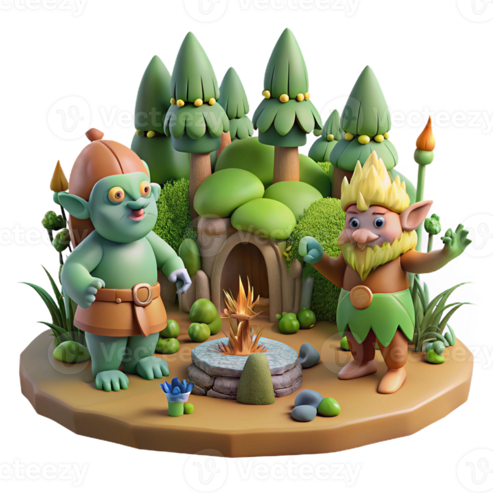 elegant creative Fantasy Forest 3D Render exclusive png