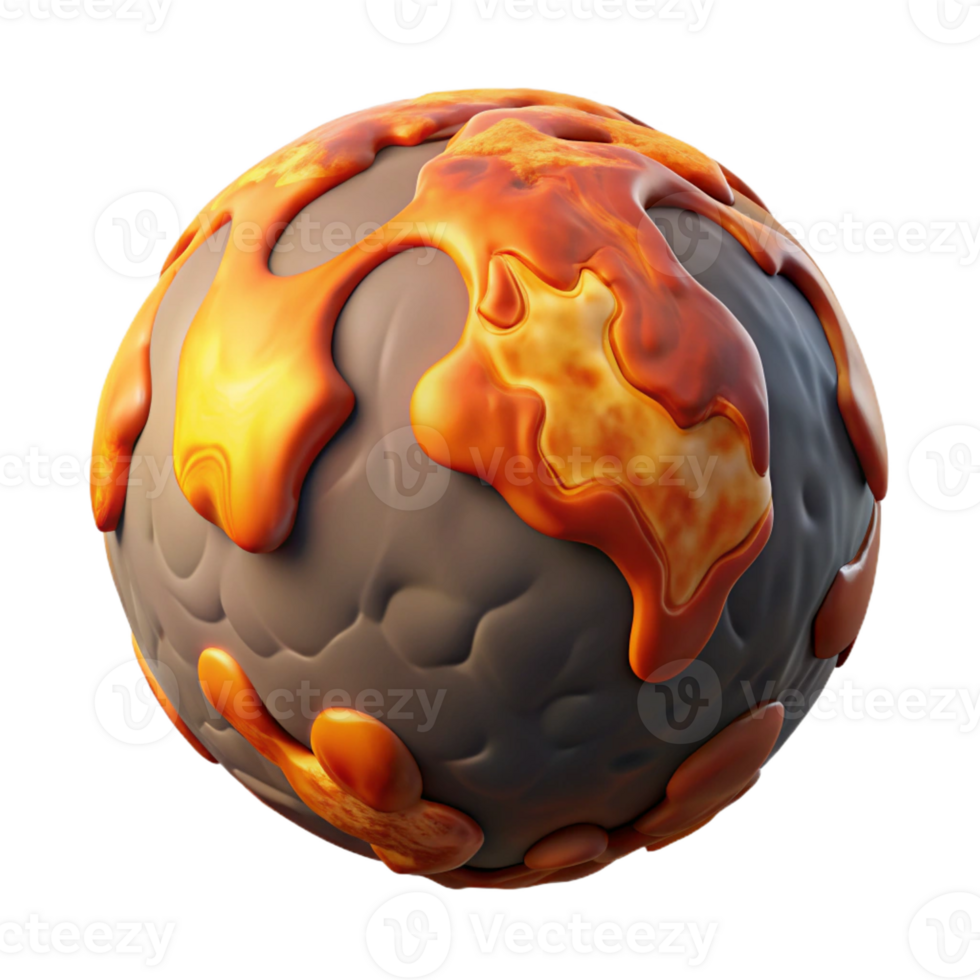 vibrant creative 3D Render Molten Lava Planet Abstract Background high quality png