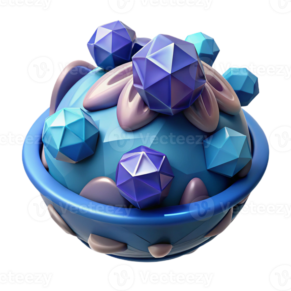 magnificent artistic 3D Render Abstract Blue Gemstone Planet authentic png
