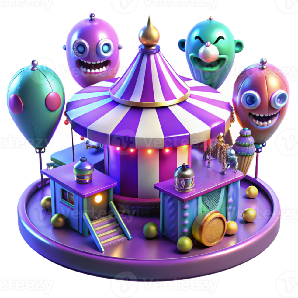 wonderful vintage Whimsical 3D Carnival Illustration detailed png