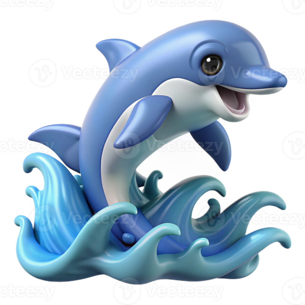 wonderful modern Playful Dolphin 3D Render exclusive png