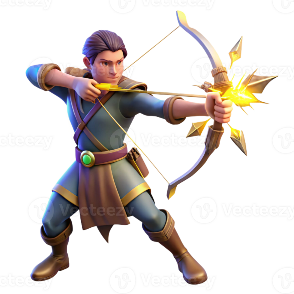 extraordinary abstract 3D Archer Illustration Fantasy Game Character high quality png