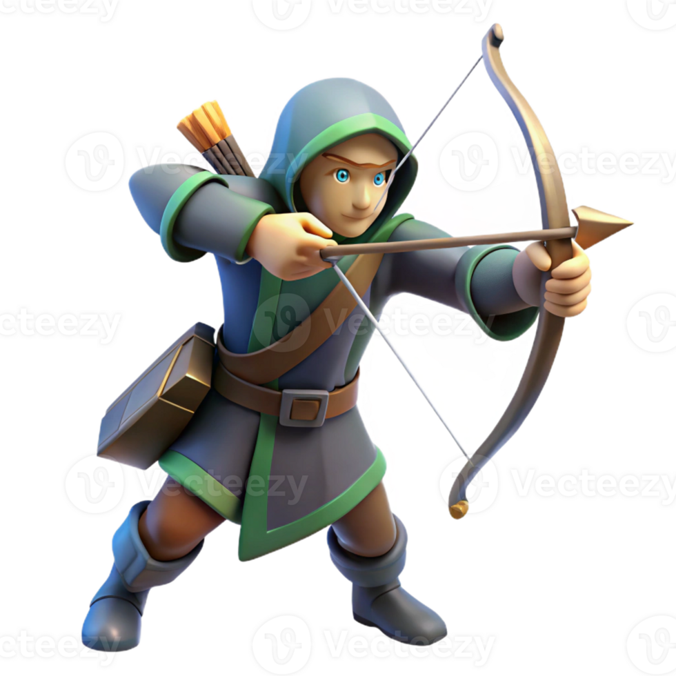 stunning classic 3D Archer Illustration Fantasy Game Character exclusive png