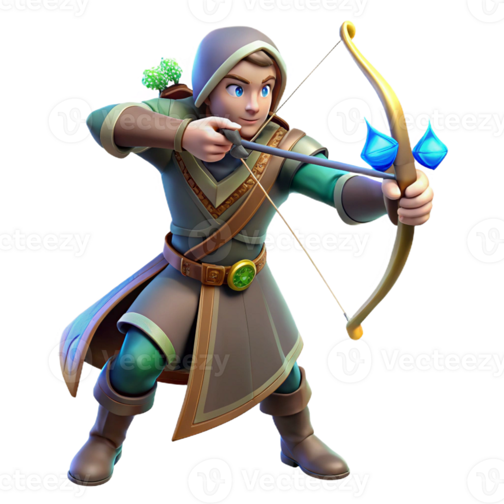 wonderful abstract 3D Archer Illustration Fantasy Game authentic png