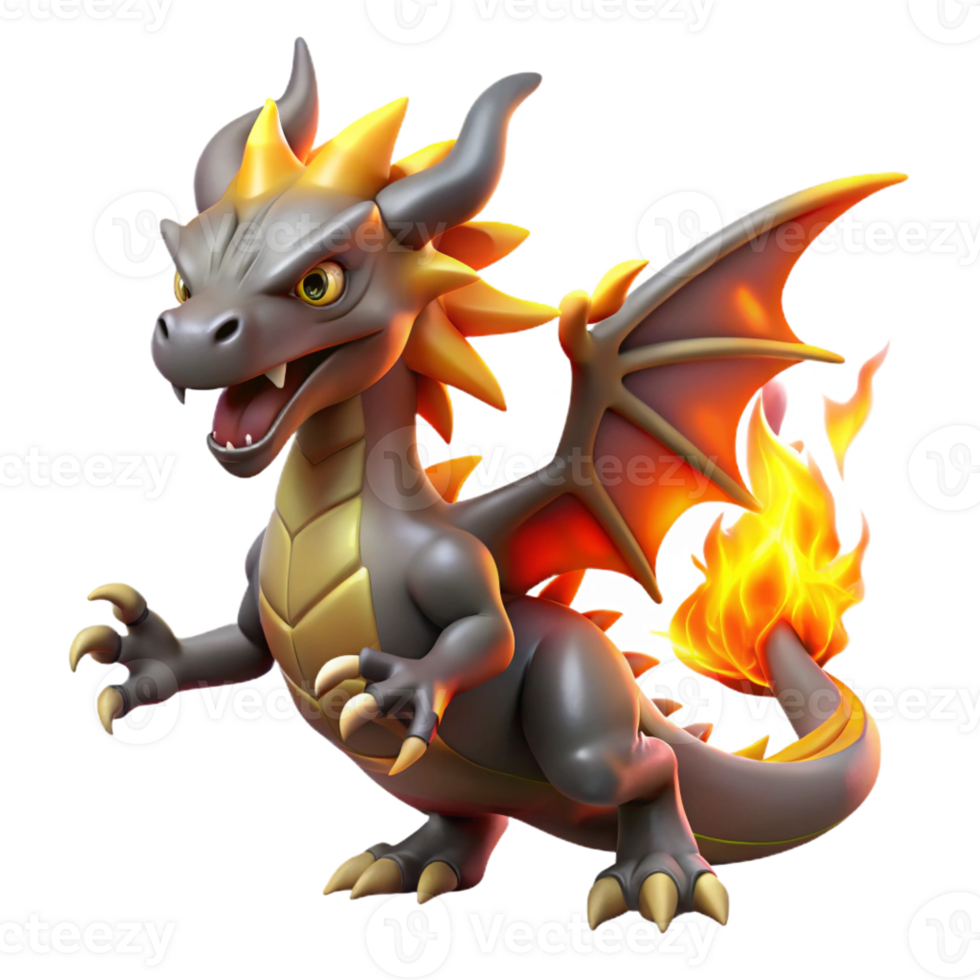 beautiful minimalist Cute Baby Dragon 3D Render genuine png