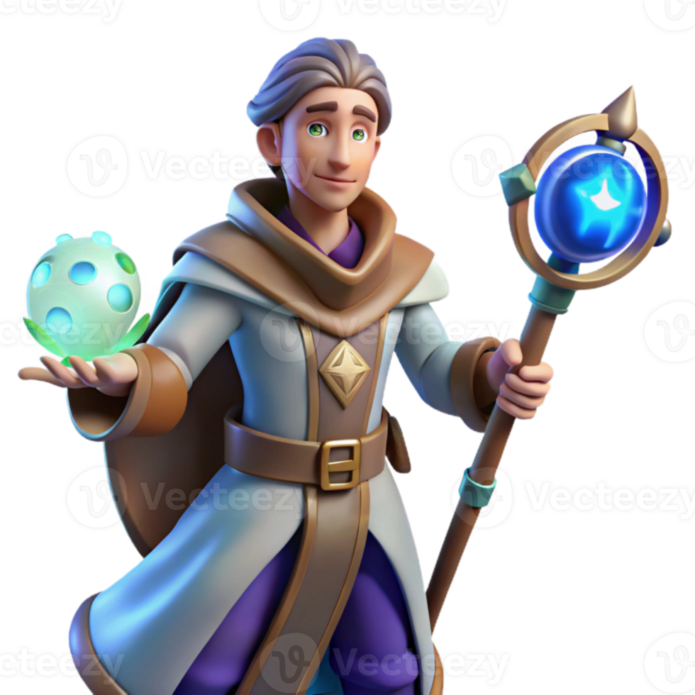 wonderful vintage 3D Render Fantasy Wizard detailed png