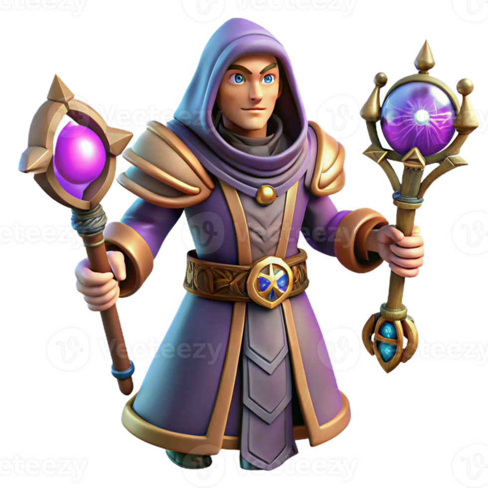 stunning abstract Fantasy Wizard 3D Render high resolution png