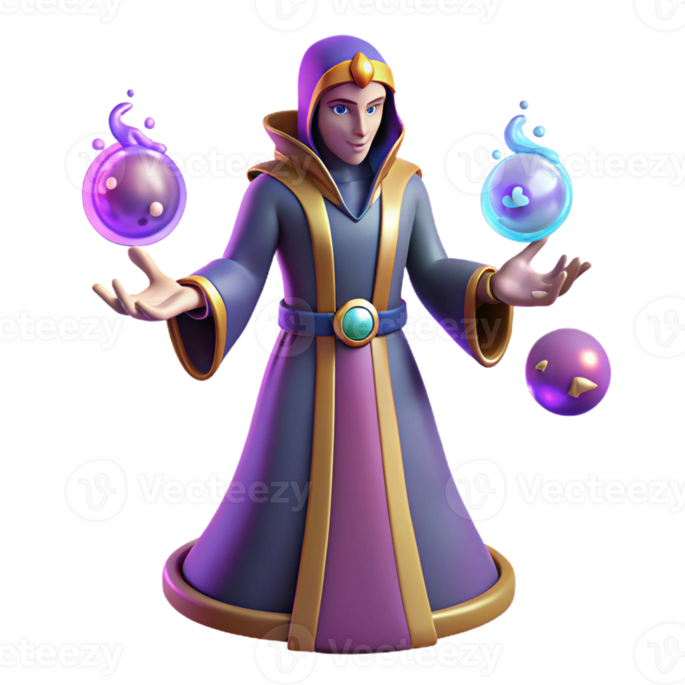 magnificent abstract Young Wizard 3D Render high quality png
