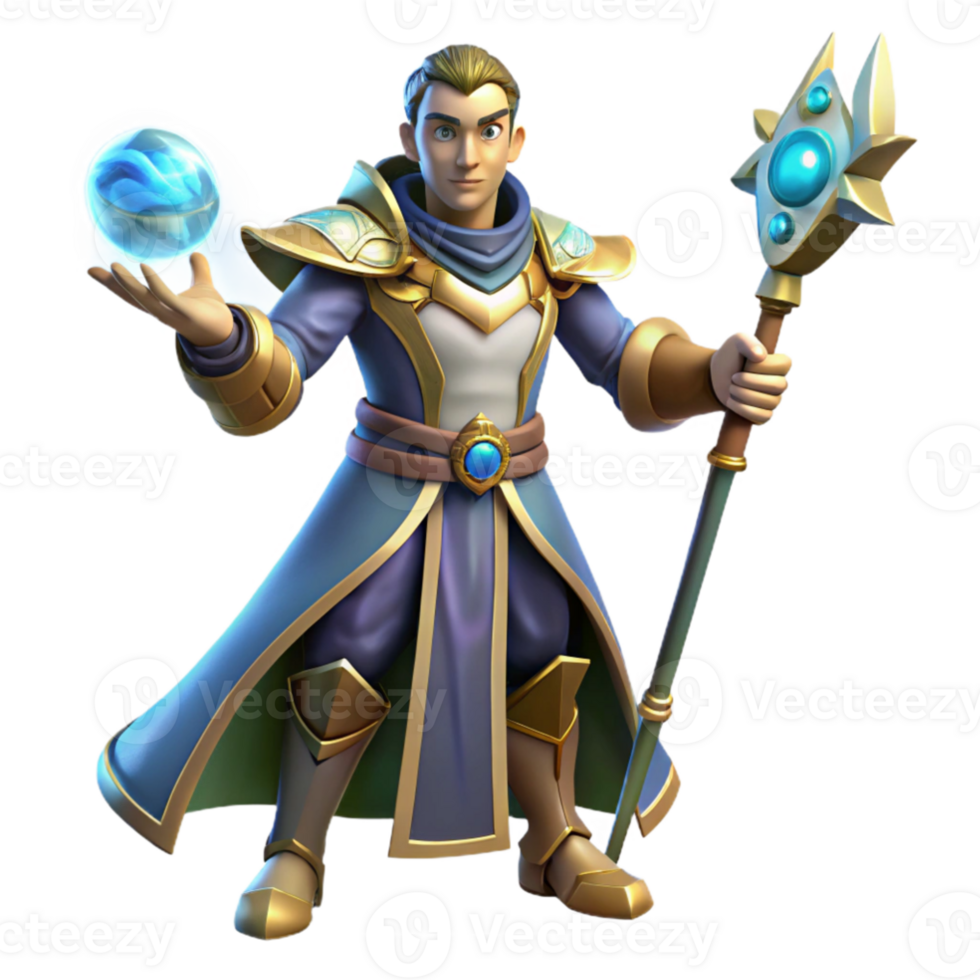 wonderful rustic Fantasy Wizard 3D Render high quality png