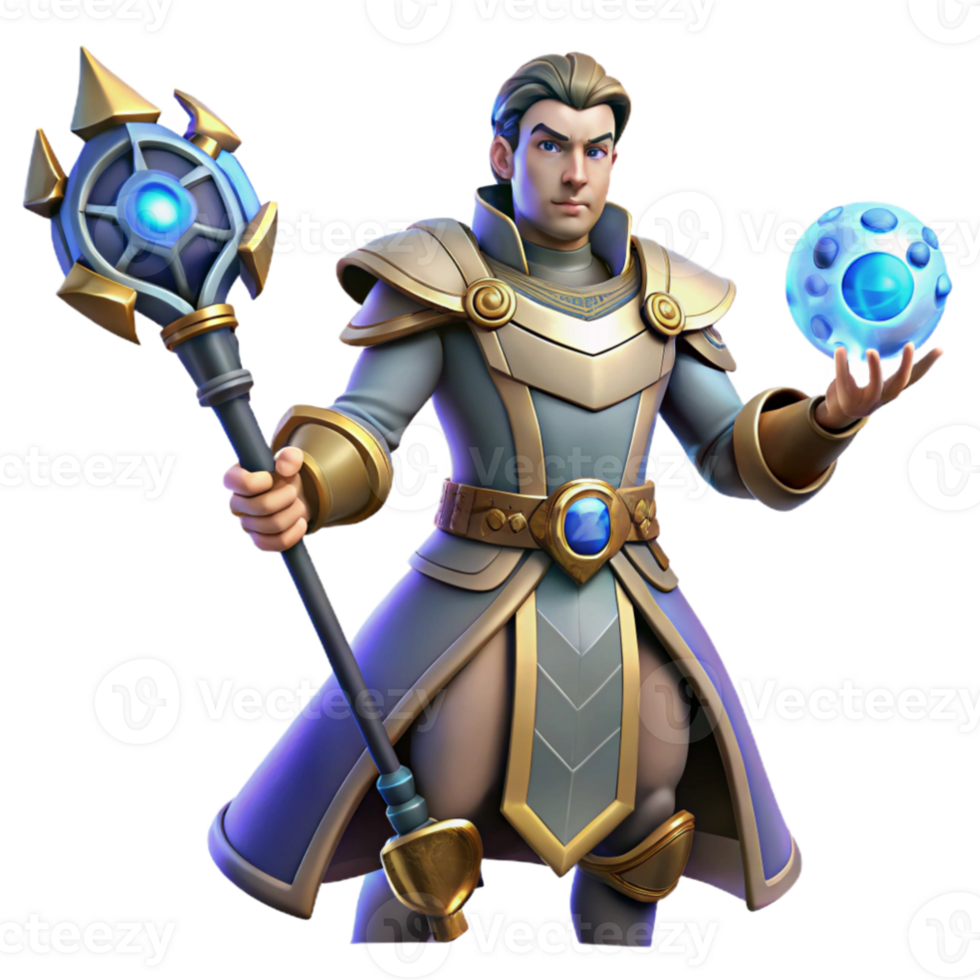 extraordinary rustic Fantasy Wizard 3D Render genuine png