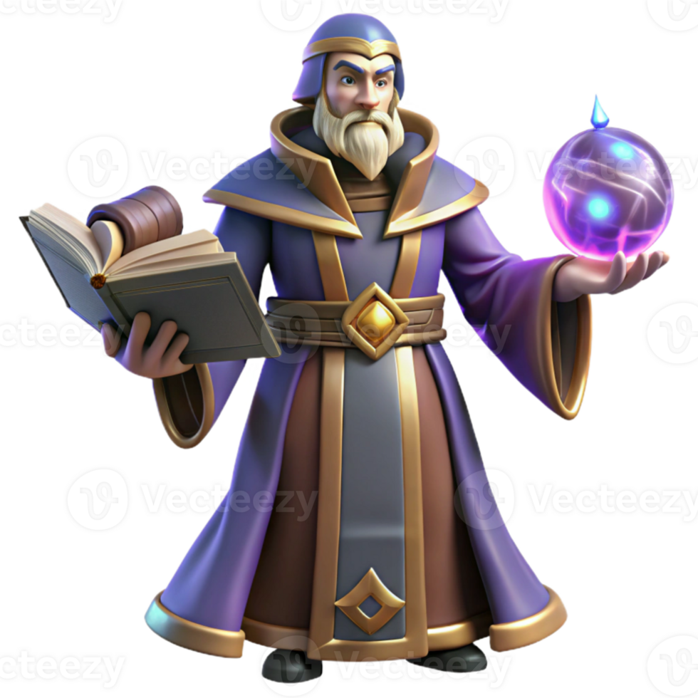 serene abstract Wise Wizard 3D Render genuine png