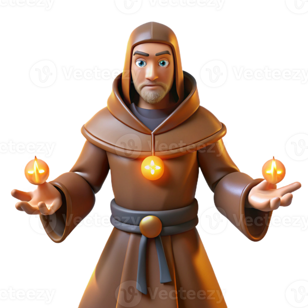 vibrant abstract 3D Monk Character Illustration premium png