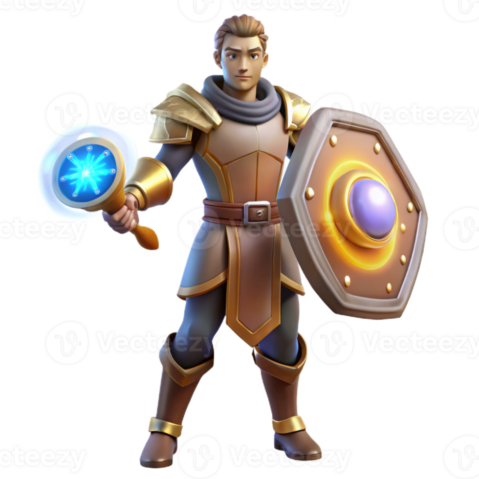 vibrant abstract 3D Render Young Warrior Illustration premium png