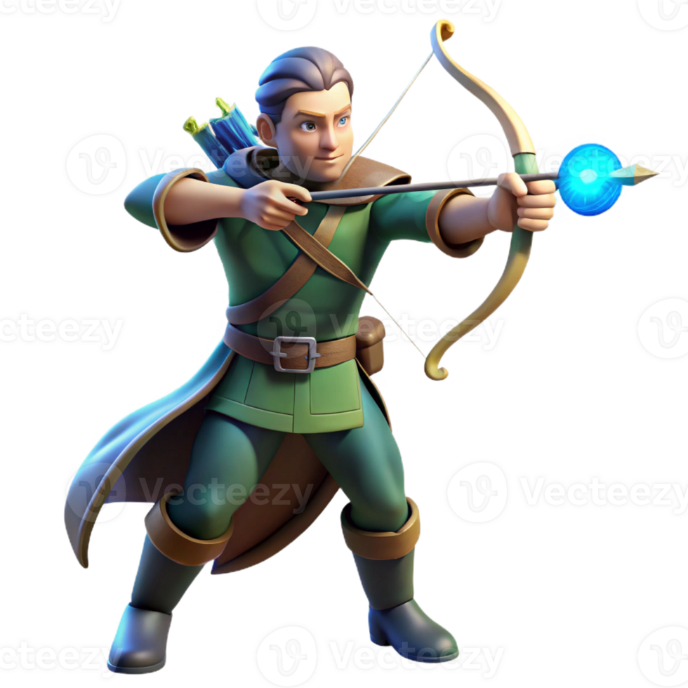 wonderful traditional 3D Archer Fantasy Illustration high resolution png