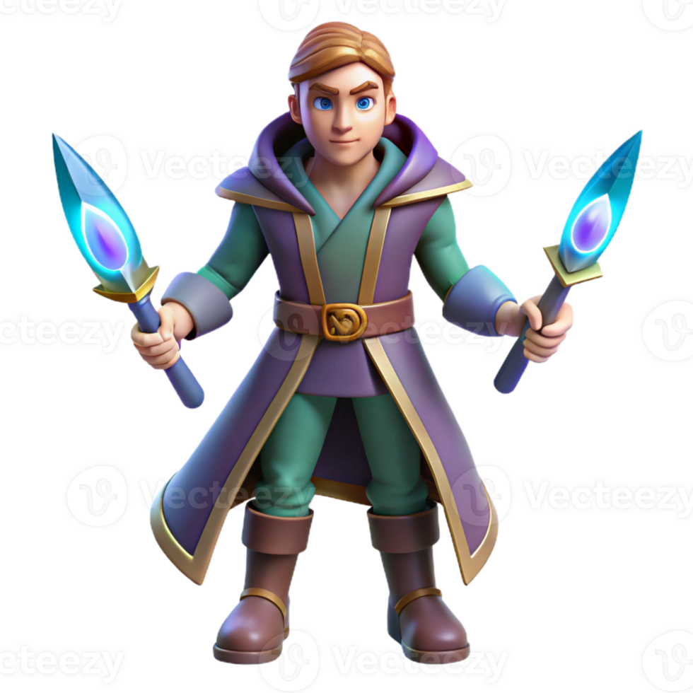 serene modern Young Wizard 3D Render exclusive png