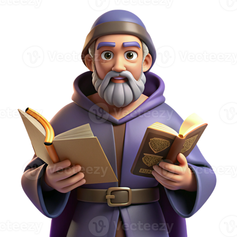 impressive creative Wise Old Mage 3D Render genuine png