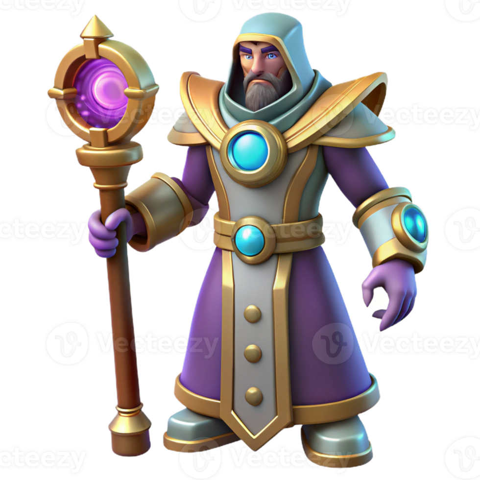 stunning artistic 3D Render Wizard Cartoon Character Illustration detailed png
