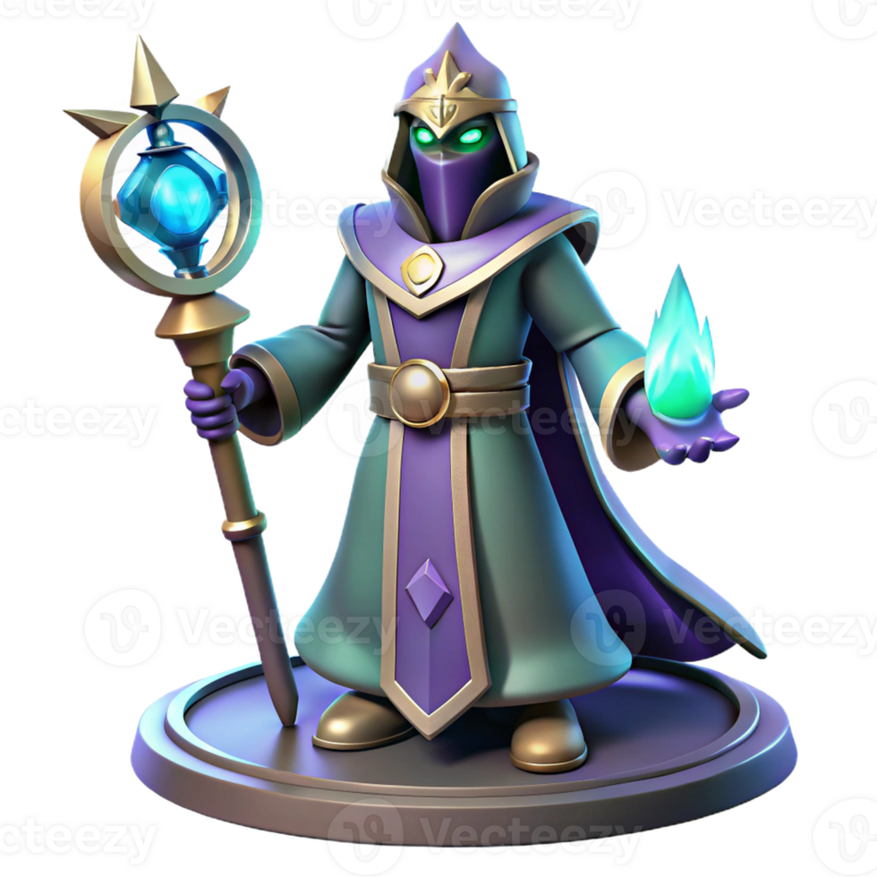 stunning minimalist 3D Render of a Fantasy Wizard high quality png