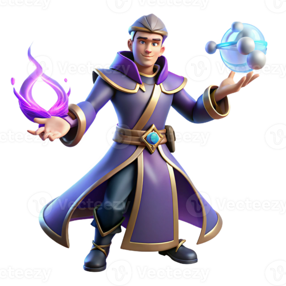 magnificent abstract 3D Render Wizard Character Illustration premium png