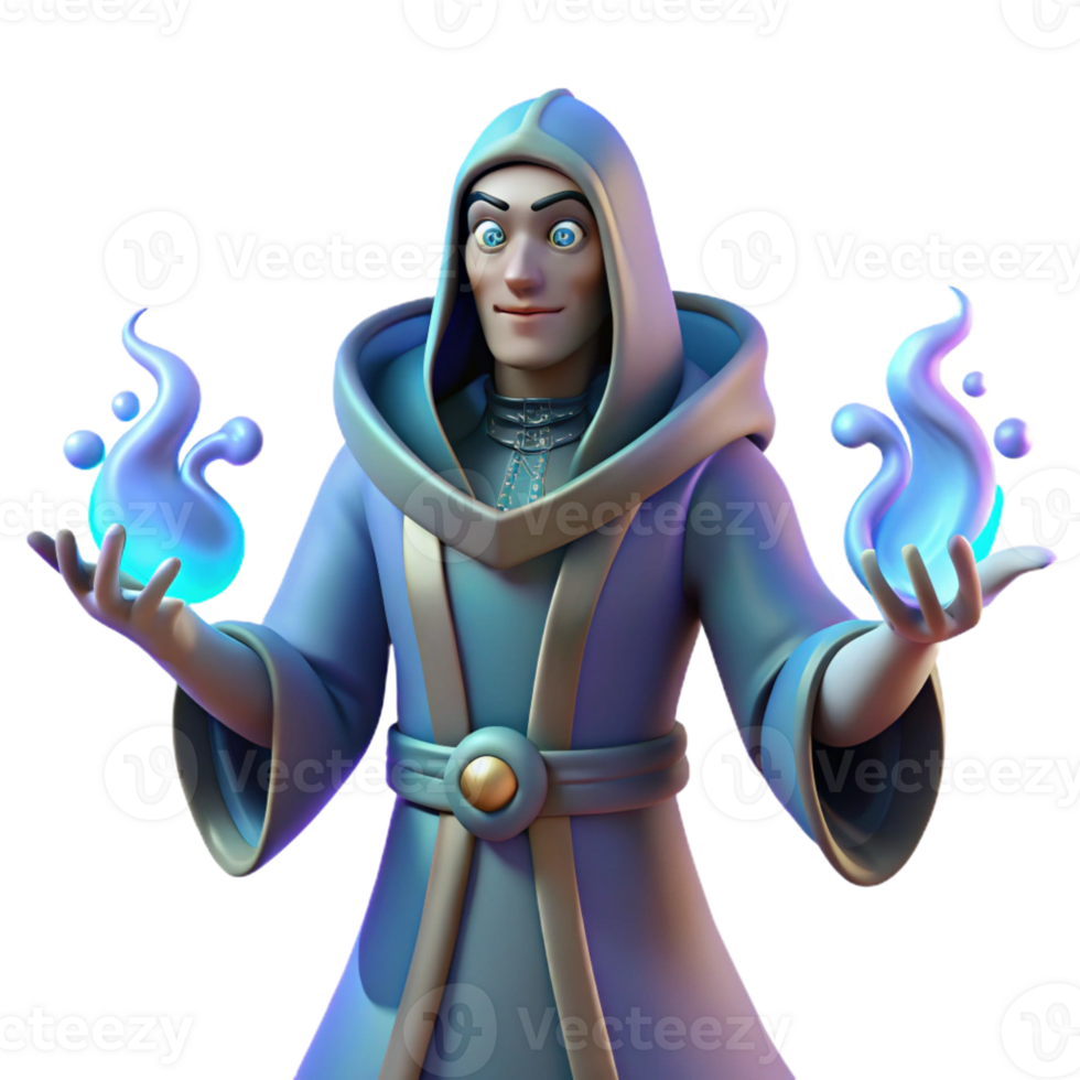 magnificent contemporary Fantasy Wizard 3D Render professional png