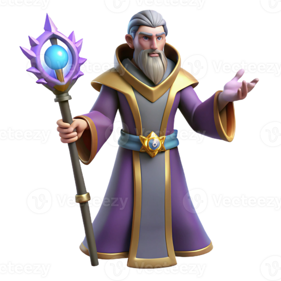 impressive modern Wise Wizard 3D Render original png
