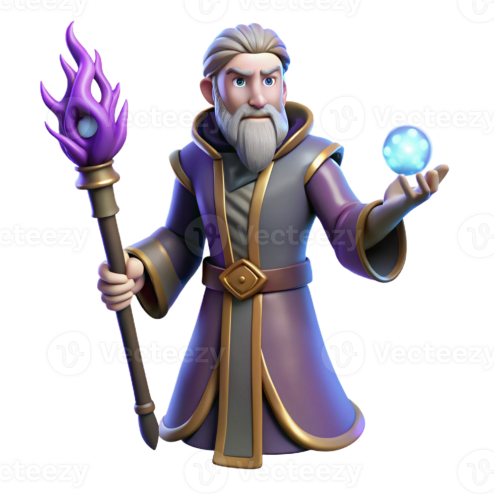 wonderful creative Wise Wizard 3D Render high quality png