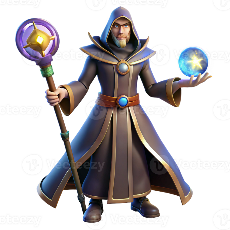 wonderful artistic Wise Wizard 3D Render exclusive png