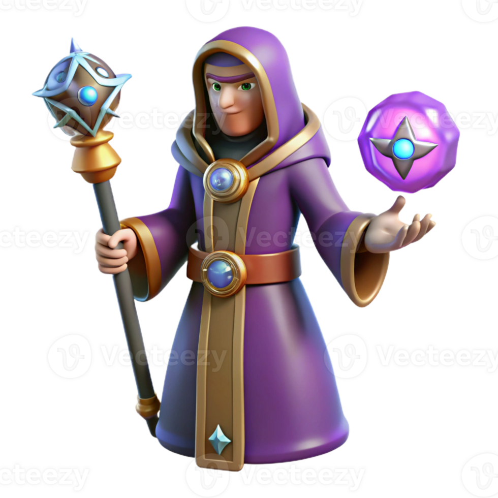 serene classic Fantasy Wizard 3D Render authentic png