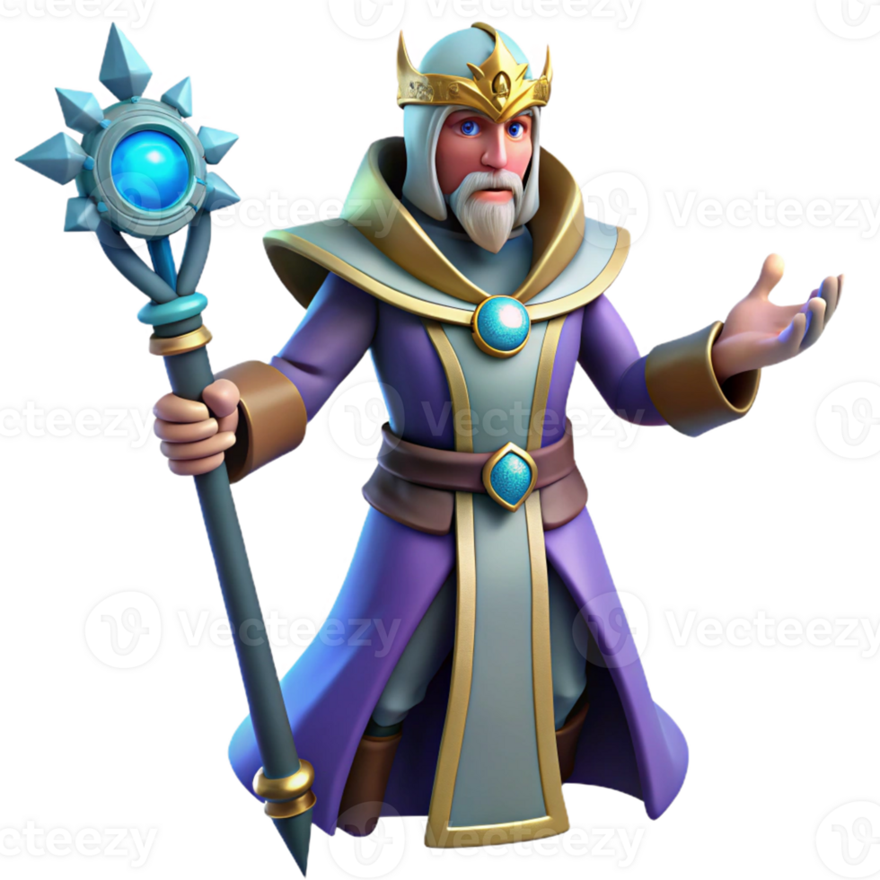 wonderful artistic 3D Render Wizard King Fantasy Illustration original png