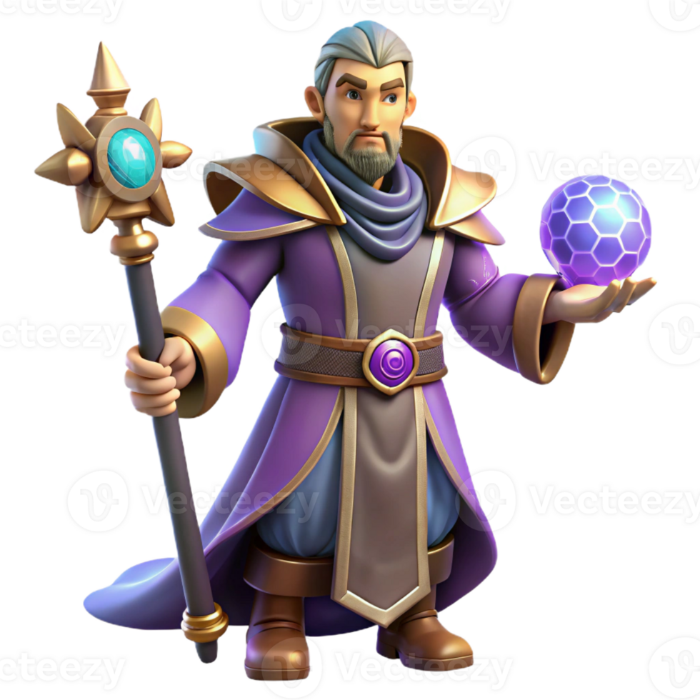 vibrant artistic Wise Wizard 3D Render original png