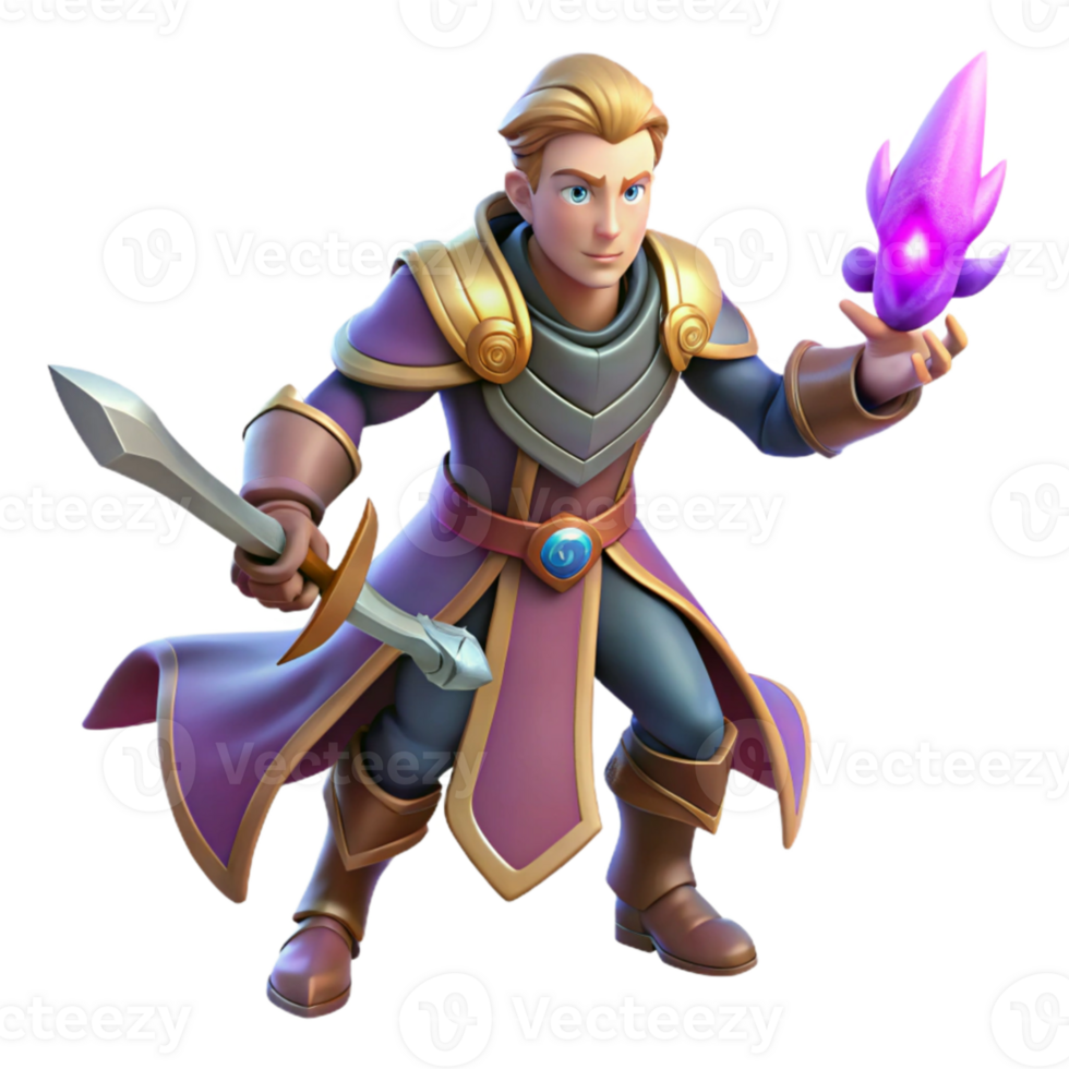 dramatic creative Young Mage 3D Render premium png