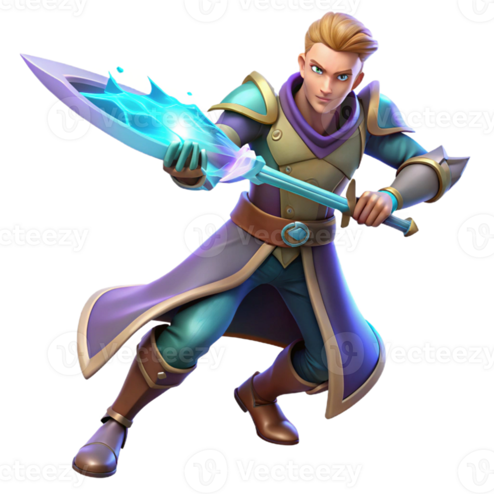 vibrant abstract Fantasy 3D Render Young Mage premium png