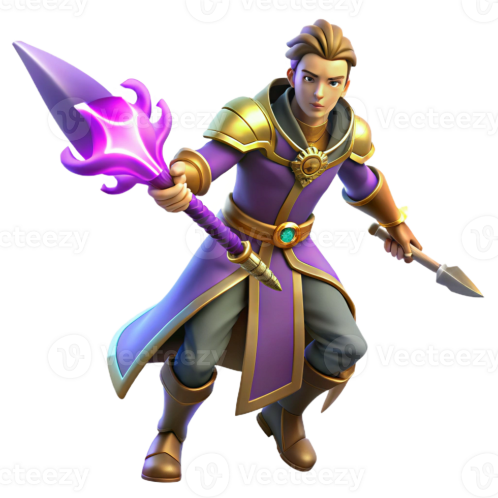 dramatic classic 3D Render Young Mage Fantasy Character Illustration 4K png