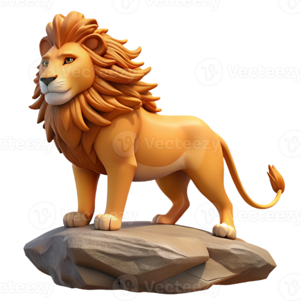magnificent modern Majestic 3D Lion Render on Rock original png