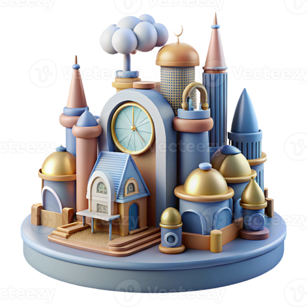 extraordinary abstract Whimsical 3D Cityscape Illustration high resolution png