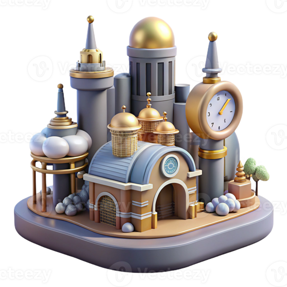 vibrant creative Whimsical 3D Cityscape Illustration high resolution png