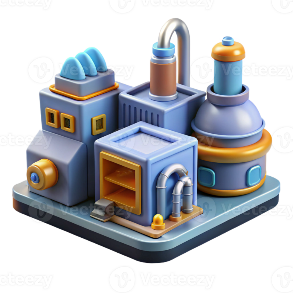 wonderful modern Cartoon Factory 3D Render high resolution png