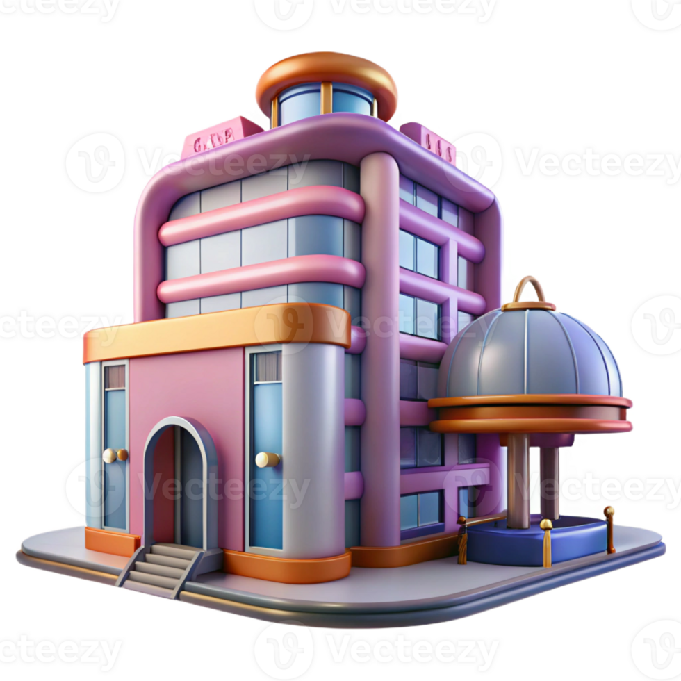 elegant abstract Cartoon Building 3D Render authentic png