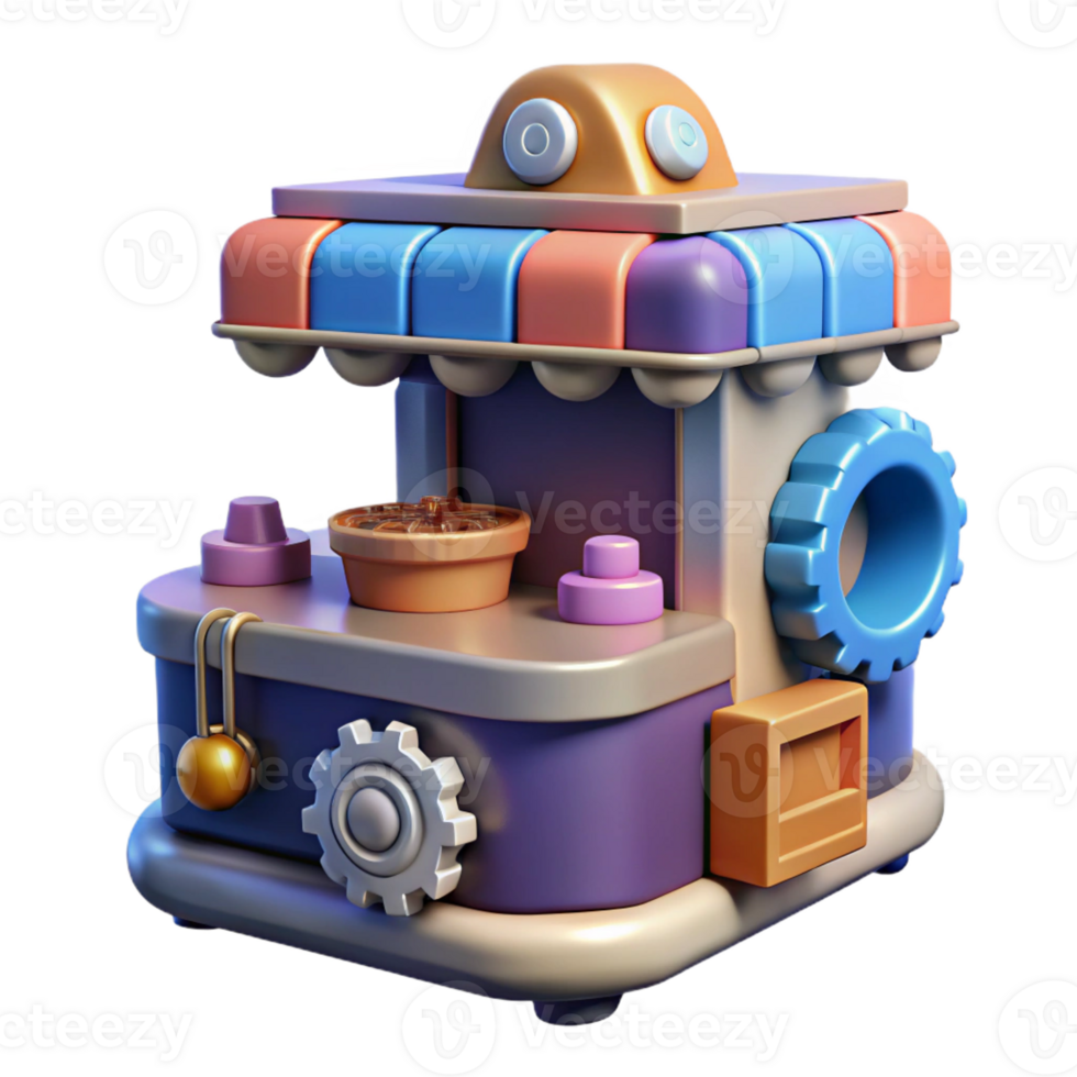 dramatic artistic Whimsical 3D Render of a Toy Food Stand 4K png