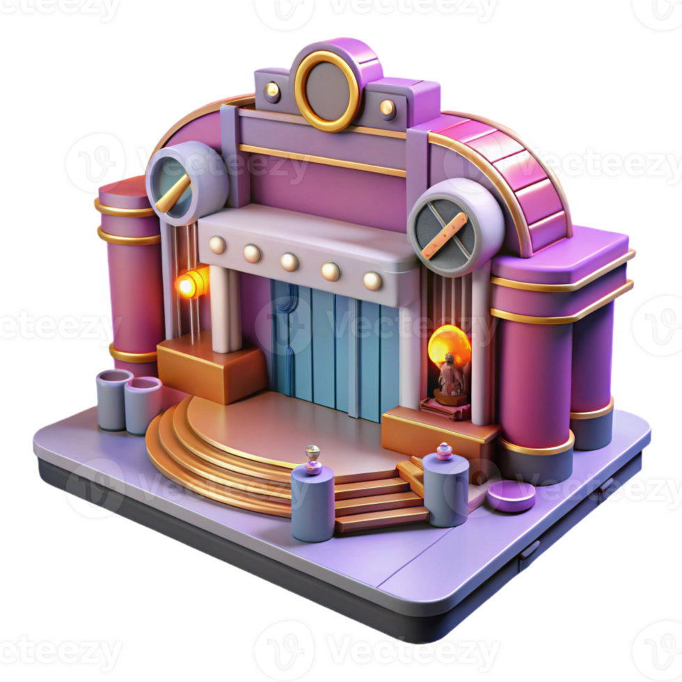 magnificent creative 3D Render Retro Building Stage Illustration genuine png