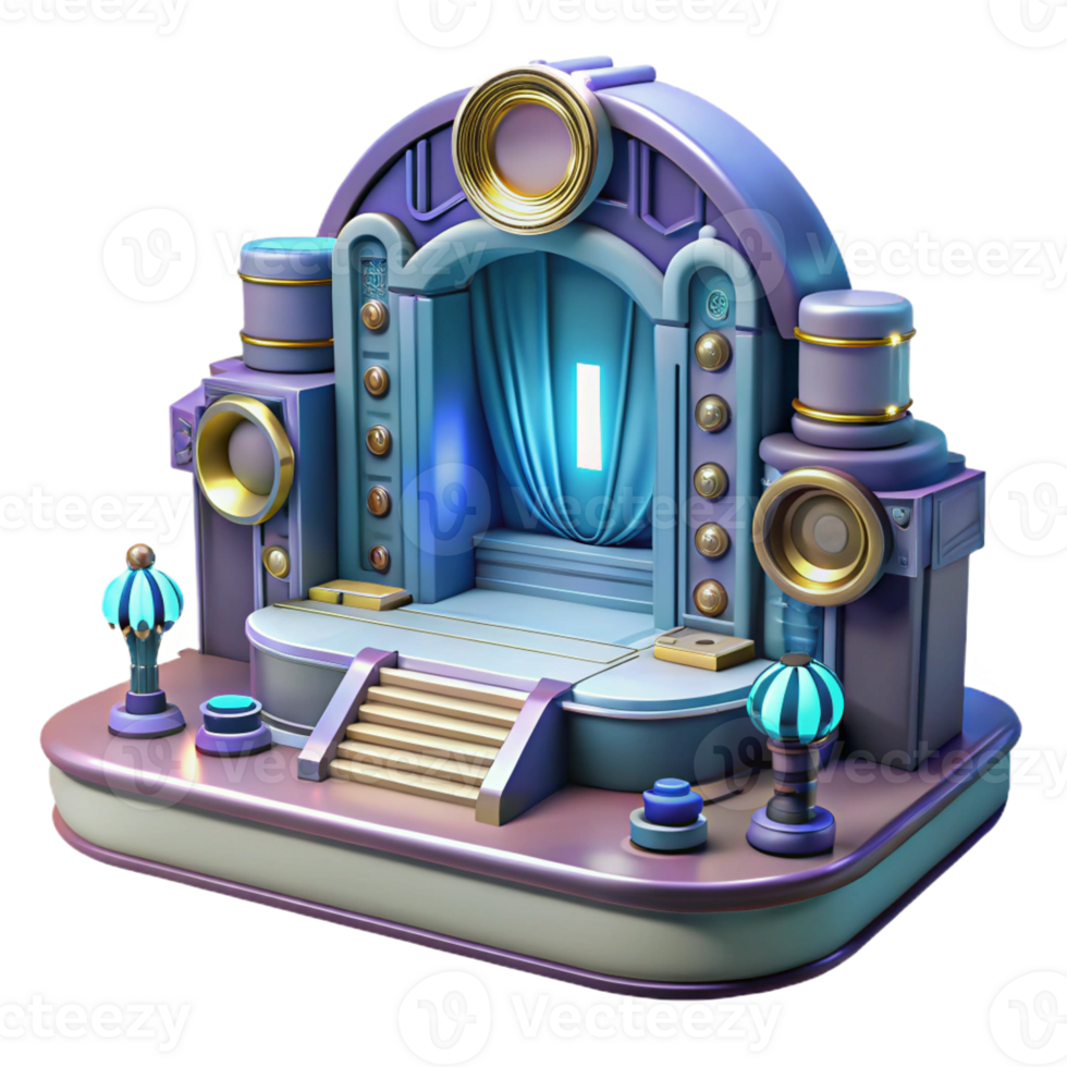 vibrant rustic Stage 3D Render Art Deco Fantasy Setting authentic png