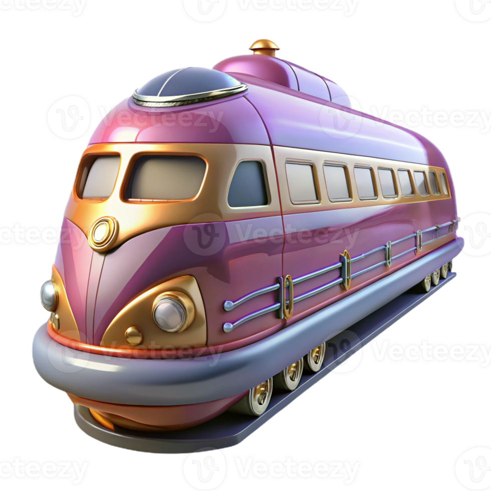 magnificent modern Retro Futuristic Train 3D Render premium png