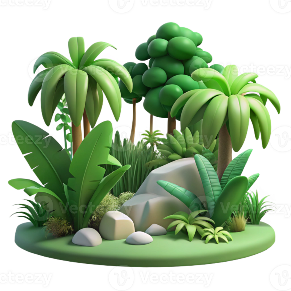 magnificent rustic Lush 3D Tropical Island Scene exclusive png