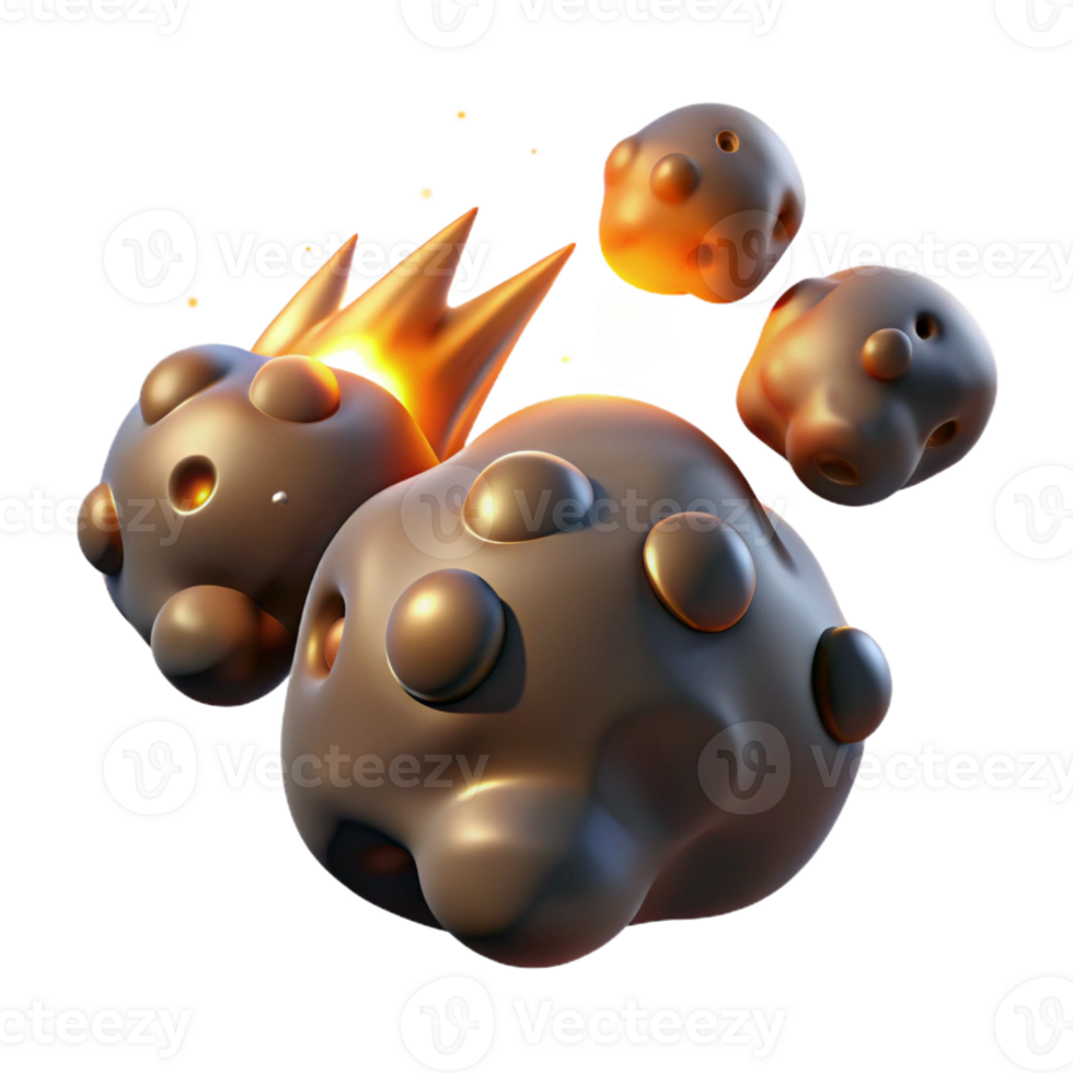 impressive abstract 3D Render Burning Meteoroid Cluster genuine png